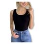 Imagem de Body blusa feminino canelado regata alça grossa com bojo fashion