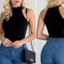 Imagem de Body blusa feminino cavado gola alta com bojo moda feminina