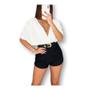 Imagem de Body blusa morcego drapeado elegante decote poliéster feminino moda