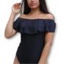 Imagem de body blusa poliéster ciganinha feminino babado sem bojo tendência