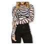 Imagem de Body blusa tule zebra manga longa feminino