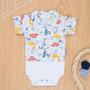 Imagem de Body camisa curto de bebê em tricoline dino branco