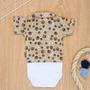 Imagem de Body camisa curto de bebê em tricoline love my pet bege