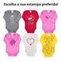 Imagem de Body Estampado Bebê Manguinha Longa Algodão Suedine Meninas