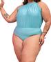 Imagem de Body feminino gola alta cavado drapeado plus size  estilo