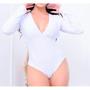 Imagem de Body feminino manga longa com bojo decote V roupas femininas
