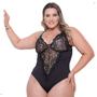 Imagem de Body Feminino Renda Decote V Moda Balada Lycra Plus Size