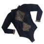 Imagem de Body Greece Manga Longa Rendado Com Bojo Detalhes Animal Print