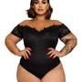 Imagem de Body Plus Size Feminino Blusa Renda Com Tule Bore Qualidade