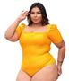 Imagem de Body plus size poliéster decote reto manga curta princesa com bojo novidade feminina