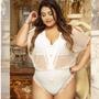 Imagem de Body Super Luxo Plus Size Com Tule E Elastano, Acompanha Sutiã Com Bojo