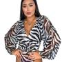 Imagem de Body Tule Decotado Manga Bulfante Zebra BT1 - s