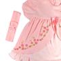 Imagem de Body vestido bebê fantasia manga curta rosa e branco bordado princesa bela adormecida com faixa de cabelo
