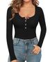 Imagem de Bodysuit feminino MANGOPOP, camisa Henley, gola redonda, manga comprida