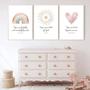 Imagem de Boho Nursery Wall Art 3 Peças Bíblia Verso Berçário Arte Christian Girls Nursery Wall Art Coração Arco-íris Sol Berçário Arte Print Boho Sunshine Berçário Decoração para Menina Bebê Kid Room Decor 12x16 polegadas Unframed