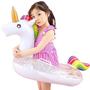 Imagem de Boia Unicórnio Gliter Baby Infantil Colorida Brinquedo 70cm Piscina Menina Bexiga Bote Presente Criança Bebê Guerra