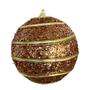 Imagem de Bola de Natal 12cm Rose Glitter c/Listras Ouro 1und Multiart