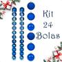 Imagem de Bola De Natal 24 Un Glitter 5Cm Bolinhas Decoração - Azul