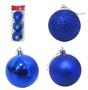 Imagem de Bola De Natal Azul Brilho/Fosco/Glitter N6 Pacote Com 9 Pcs - NATALKASA