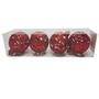 Imagem de Bola de Natal Vazada 6cm 4 Peças Nancy Niazitex - caixa com 24 Unidade - Vermelho