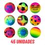 Imagem de Bola de Vinil Pula Pula Neon Atacado Dente de Leite Bolinha Infantil Inflável Pingo Futebol 45 Unidades