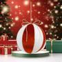 Imagem de Bola natalina decorada vermelho 15cm florarte