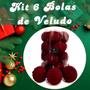 Imagem de Bolas De Natal Camurça 10Cm Conjunto 6Un Decorada 3D - Bordô