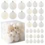 Imagem de Bolas de Natal Enfeites -36pcs Shatterproof Decorações da árvore de Natal com laço suspenso para a árvore de Natal festa de Natal festa de Natal Home Decor, 6 estilos em 3 tamanhos (branco)