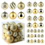 Imagem de Bolas de Natal Enfeites -36pcs Shatterproof Decorações da árvore de Natal com laço suspenso para a árvore de Natal Wedding Holiday Party Home Decor, 6 estilos em 3 tamanhos (ouro)