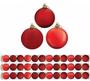 Imagem de Bolas De Natal Mista Vermelho 5cm 36 Unidades Decoração Árvore De Natal Magizi