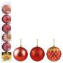 Imagem de Bolas de Natal Mistas Diamante Vermelho Nº6 Com 6pçs -ART CHRISTMAS