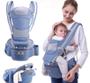 Imagem de Bolsa Canguru Ergonômico Bebê Azul Mamãe 12 Posições 3 Em 1