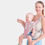 Imagem de Bolsa Canguru Ergonômico Luxo Bebê Suporta até 20kg C/ Apoio de Cabeça Rosa