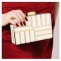 Imagem de Bolsa Clutch em Resina na cor Pérola e Dourado com Alça