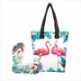 Imagem de Bolsa Com Chinelo Feminino Flamingos Magicc Bolsa