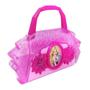 Imagem de Bolsa com microfone infantil som luzes coloridas conecta celular mp3 rosa menina rock show