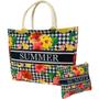 Imagem de Bolsa De Praia Estampada Colorida Com Flores Pássaros