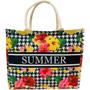 Imagem de Bolsa De Praia Estampada Colorida Com Flores Pássaros