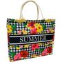 Imagem de Bolsa De Praia Estampada Colorida Com Flores Pássaros
