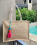 Imagem de Bolsa De Praia Verão Feminina Básica Quadrada Grande Juta Com Pompom Estilo Ideal Para Piscina