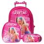 Imagem de Bolsa Escolar Menina Barbie Juvenil Rosa Rodinhas Reforçada