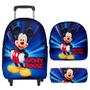 Imagem de Bolsa Escolar Menino Rodinha Mickey Mouse 3D Resistente Azul