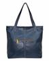Imagem de Bolsa Feminina Azul Shopbag Grande Tiracolo Ombro em Couro Metais Dourados Bolsas Femininas Madamix