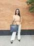 Imagem de Bolsa Feminina Azul Shopbag Grande Tiracolo Ombro em Couro Metais Dourados Bolsas Femininas Madamix