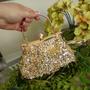 Imagem de Bolsa Feminina Clutch Festa Bordada Dourada Brilho Pedraria