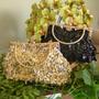 Imagem de Bolsa Feminina Clutch Festa Bordada Dourada Brilho Pedraria
