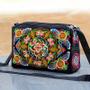 Imagem de Bolsa Feminina de Grande Capacidade - Bordada com Flores - Nylon - Crossbody