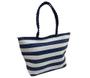 Imagem de Bolsa Feminina Listrada Azul Verão Praia Piscina Viagem Viajar Moda Linda Tote Boho