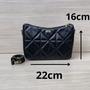 Imagem de Bolsa Feminina Pequena Transversal Bolsinha Tiracolo Alça Regulável cor Preto corrente