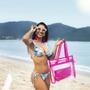 Imagem de Bolsa Feminina Praia Grande Sacola Transparente rosa Impermeável